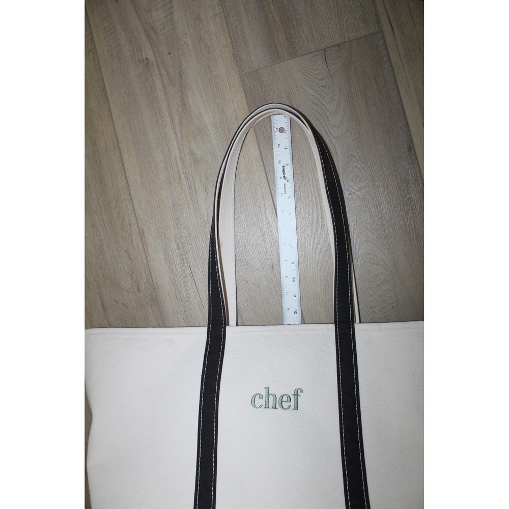LL Bean Boat and Tote XL Long Canvas Bag Black Cream Chef Embroidery Made in USA - Picture 13 of 14